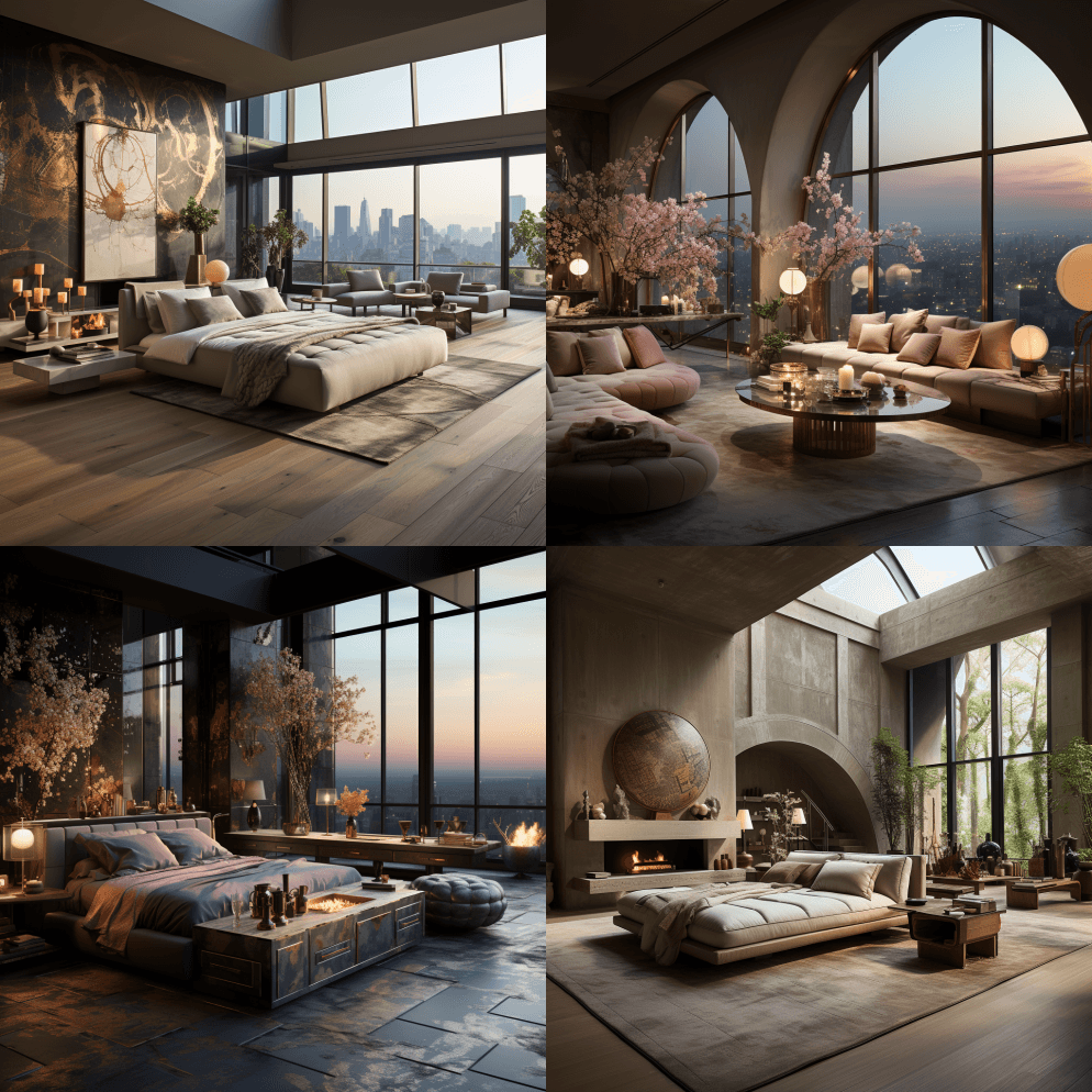 极简野蛮主义的艺术家顶层公寓，在巴黎设计 - Midjourney Prompt