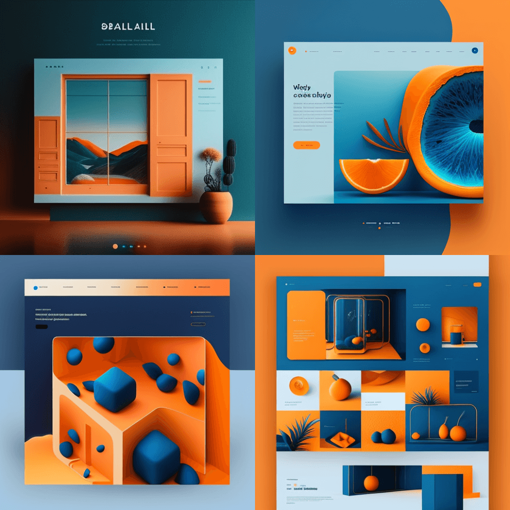 一个极简主义的美丽网站，有学习视频，有橙 - Midjourney Prompt