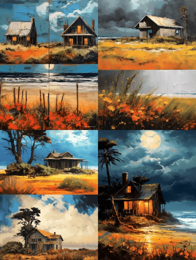 发光主义油画Giclee印花在厚重的纹理 - Midjourney Prompt