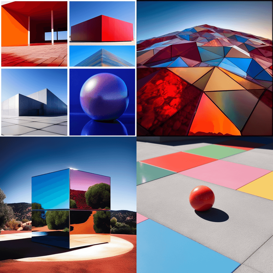 风景摄影，现实世界中的一个高光泽抛光几何 - Midjourney Prompt