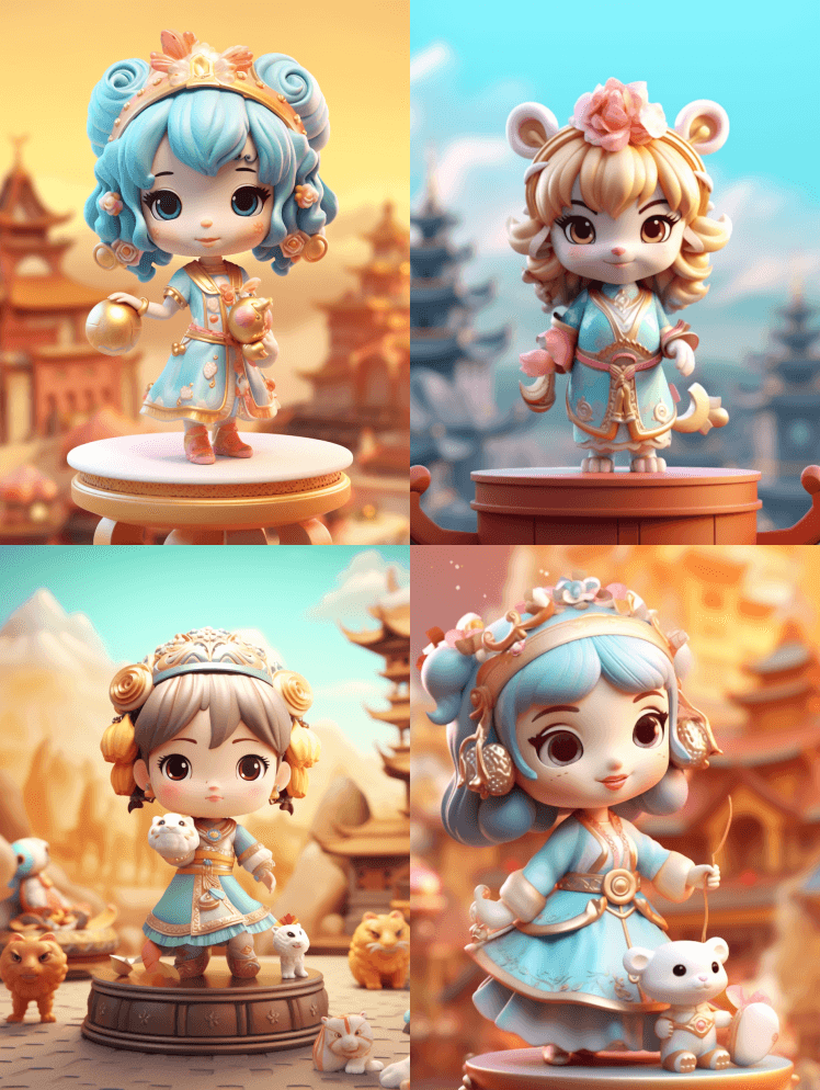 3D萌娃式灰姑娘环游世界，探索舞狮高原的 - Midjourney Prompt