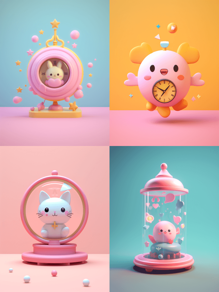 最小的3D卡哇伊游戏物品，那是一个漂浮的 - Midjourney Prompt