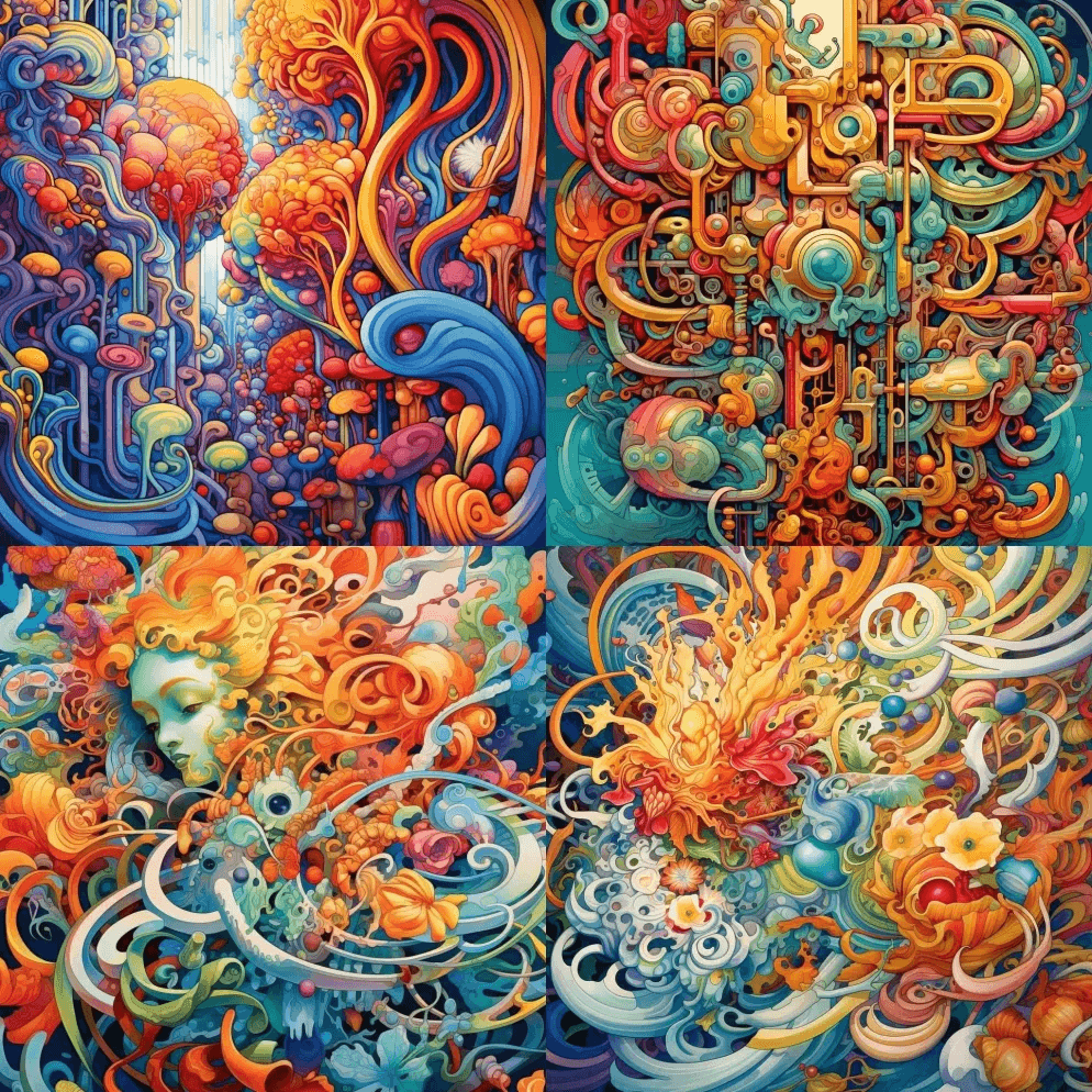 新艺术运动，五颜六色，迷幻，高分辨率，超 - Midjourney Prompt