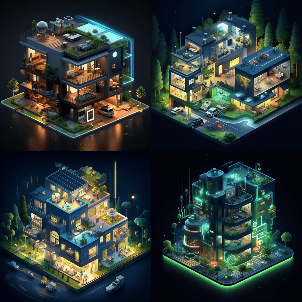 展望不久的未来家庭，智能技术，能源效率， - Midjourney Prompt