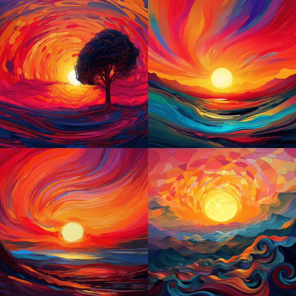 创建一个美丽日出的数字艺术作品，使用计算 - Midjourney Prompt