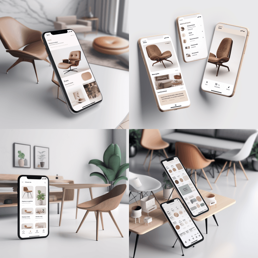 某家具设计品牌手机网页APP的UI UX - Midjourney Prompt
