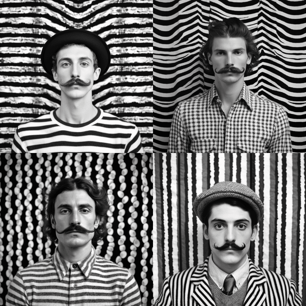 一个留着胡子的黑白男人形象，以名人形象混 - Midjourney Prompt