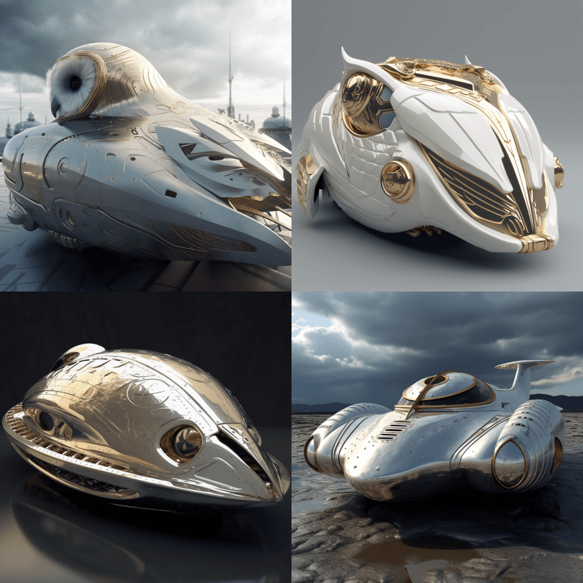 猫头鹰，未来美丽的大船，大太空船，太空巡 - Midjourney Prompt