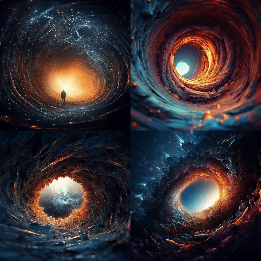 透过模拟中的一个洞凝视真实的宇宙：：错综 - Midjourney Prompt