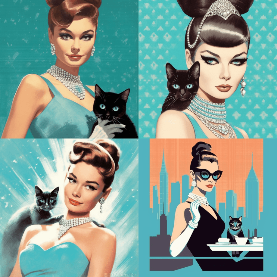 《蒂凡尼的早餐》电影海报，60年代风格的 - Midjourney Prompt