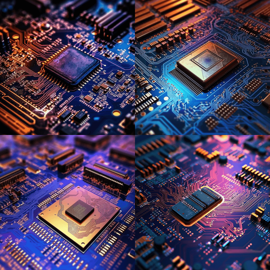 计算机芯片，半导体，数据提取，电路板，未 - Midjourney Prompt