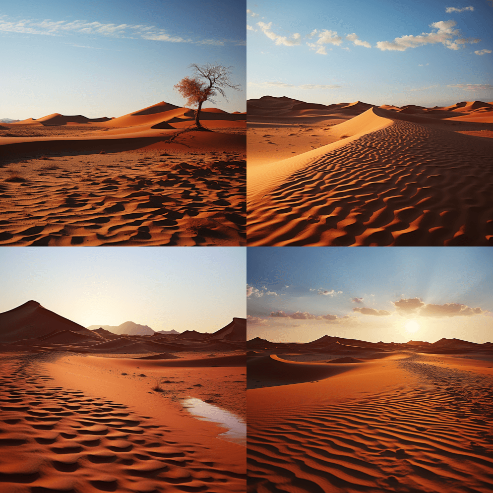 沙漠萨瓦那，清晨，相机：单反镜头：长焦后 - Midjourney Prompt