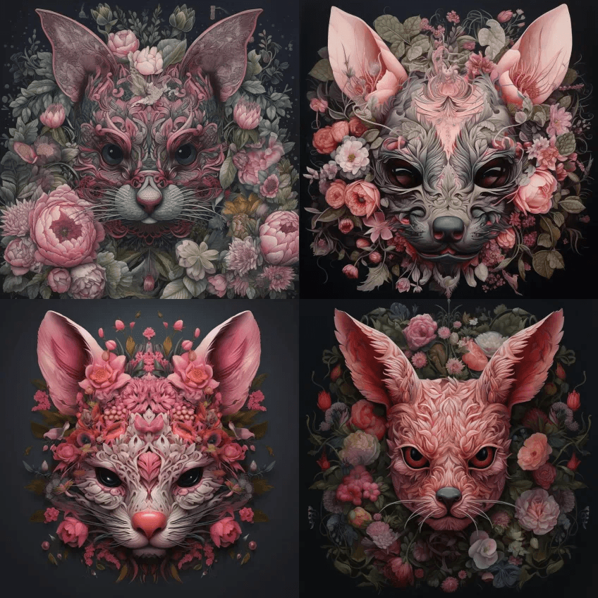 杰伊·K·爱泼斯坦粉色花卉，《长春藤》， - Midjourney Prompt