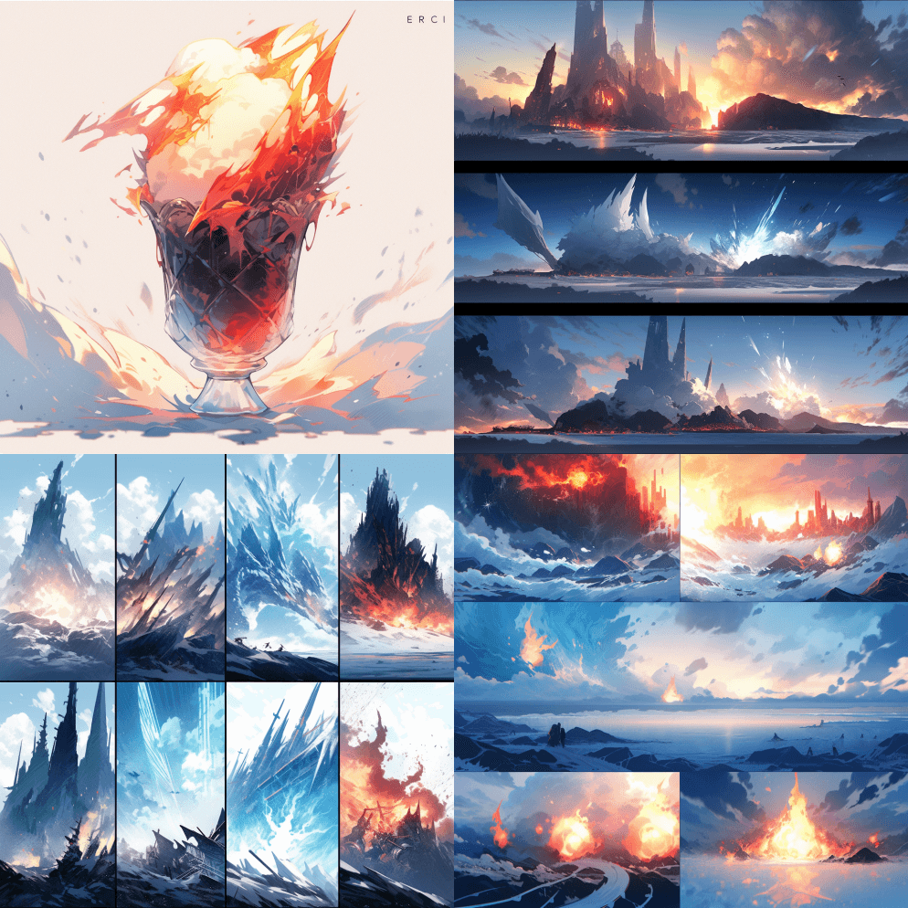 有人说世界将在火中终结，有人说世界将在冰 - Midjourney Prompt