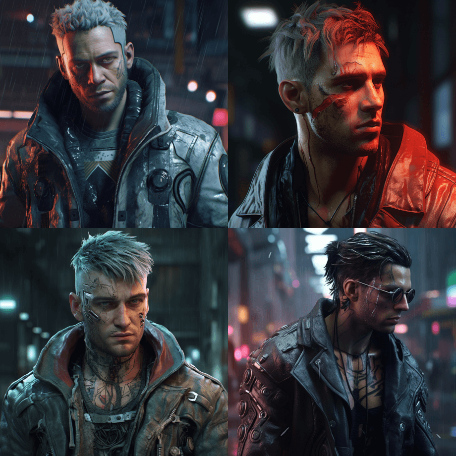 粗犷英俊，赛博朋克哥特式，逼真，高质量， - Midjourney Prompt