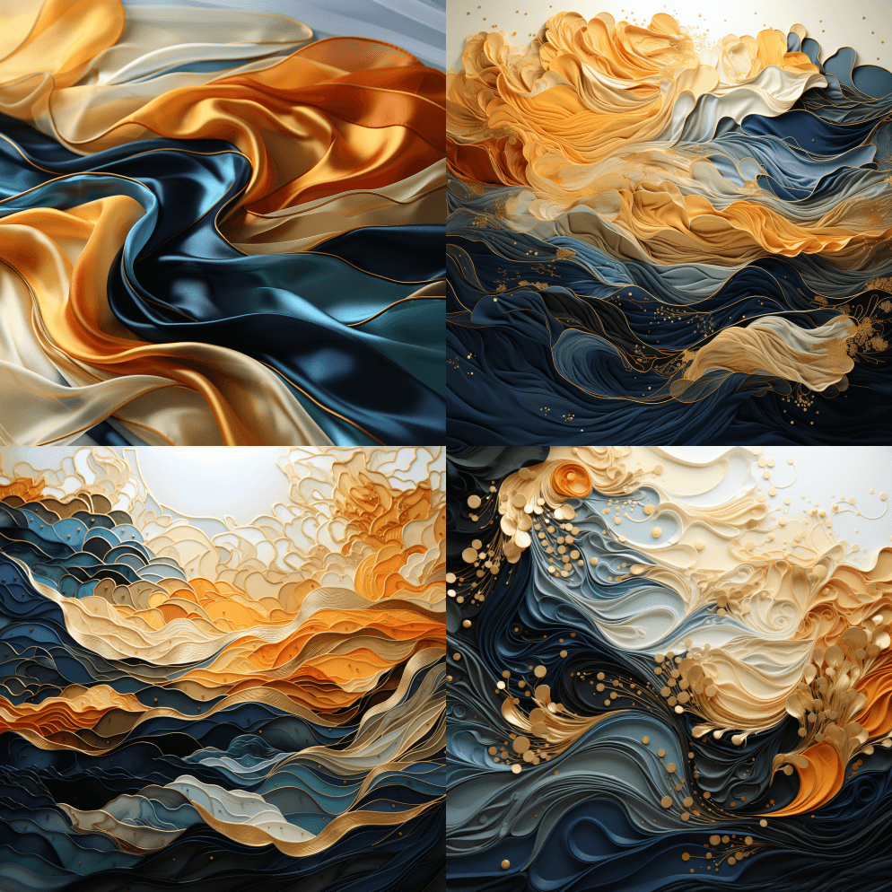 杨柳中的风，抽象的印象派，纤丝制成的光滑 - Midjourney Prompt