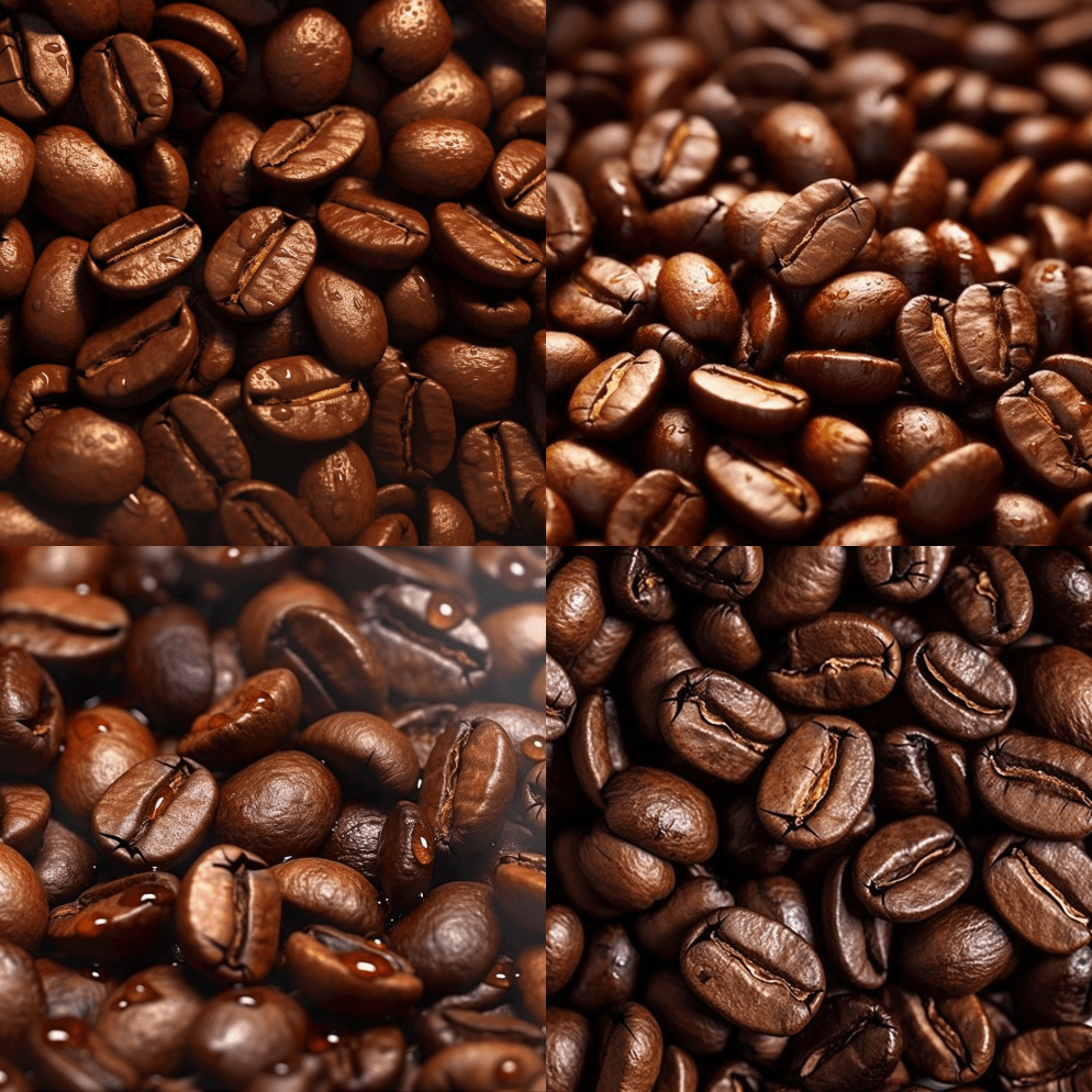 咖啡豆宏观食品摄影纹理等轴测图 - Midjourney Prompt