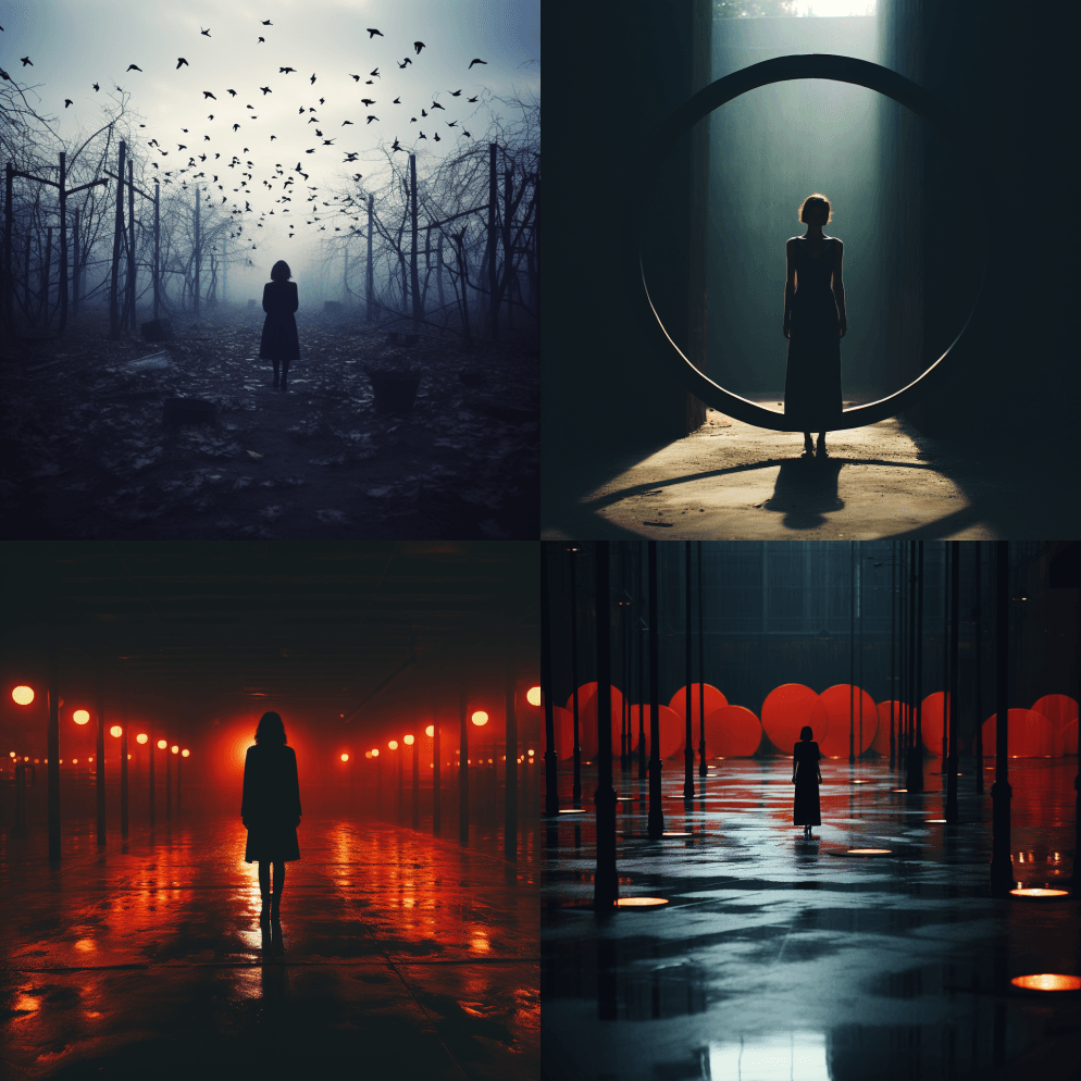 空白，负片空间，极简主义摄影，以艺术黑暗 - Midjourney Prompt