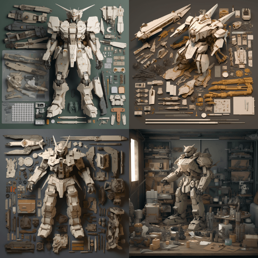 Gundam角色的道具和服装，右侧发光的 - Midjourney Prompt