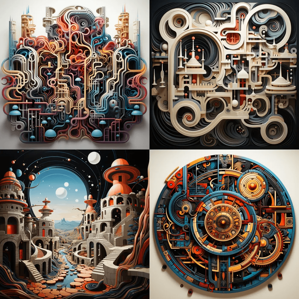 融合了先进外星人技术元素的光学错觉和不可 - Midjourney Prompt