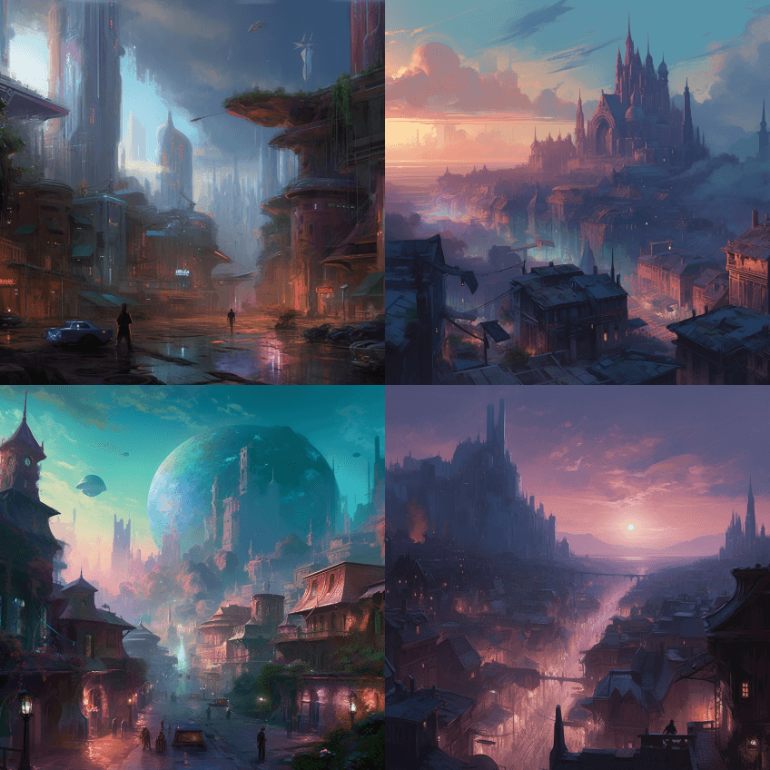 拉斐尔·拉科斯特的风格，天蓝色和洋红色 - Midjourney Prompt