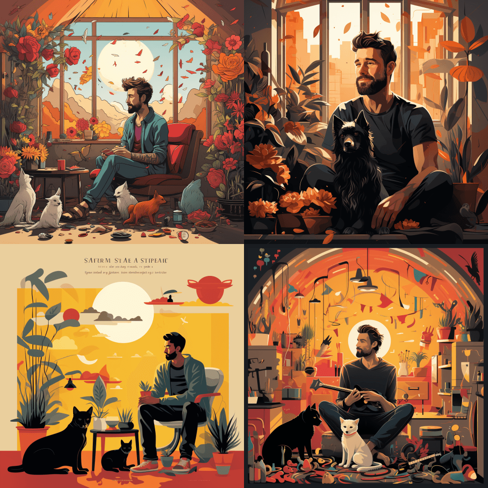 极简主义时尚潮流Etsy海报讲述家中宠物 - Midjourney Prompt