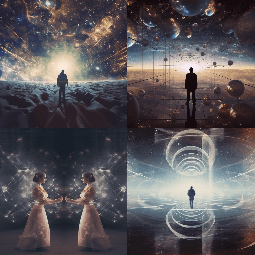 一个量子旅行者，他们的身体似乎在逐步进入 - Midjourney Prompt