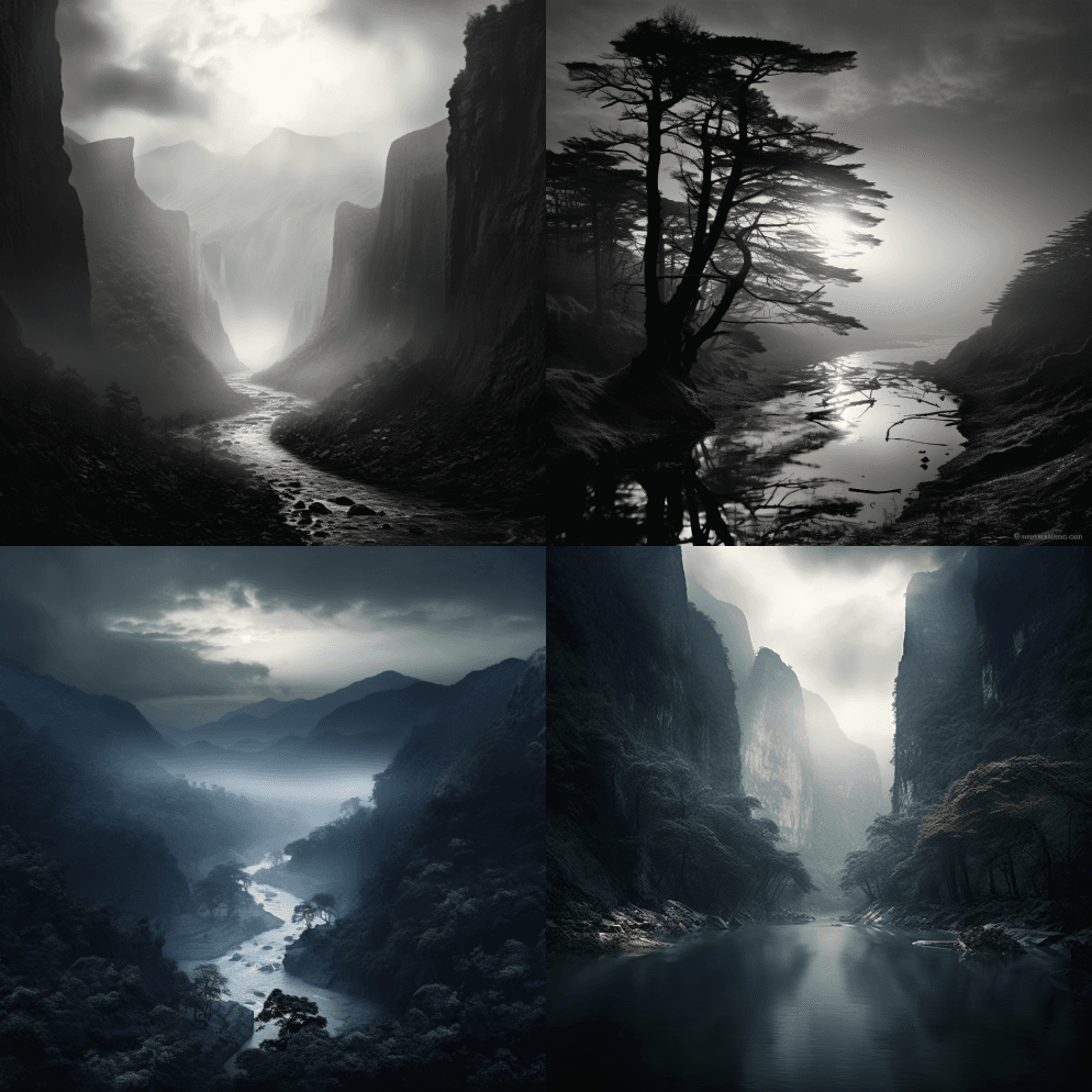 杉本博风格的令人惊叹的风景，我不敢相信这 - Midjourney Prompt