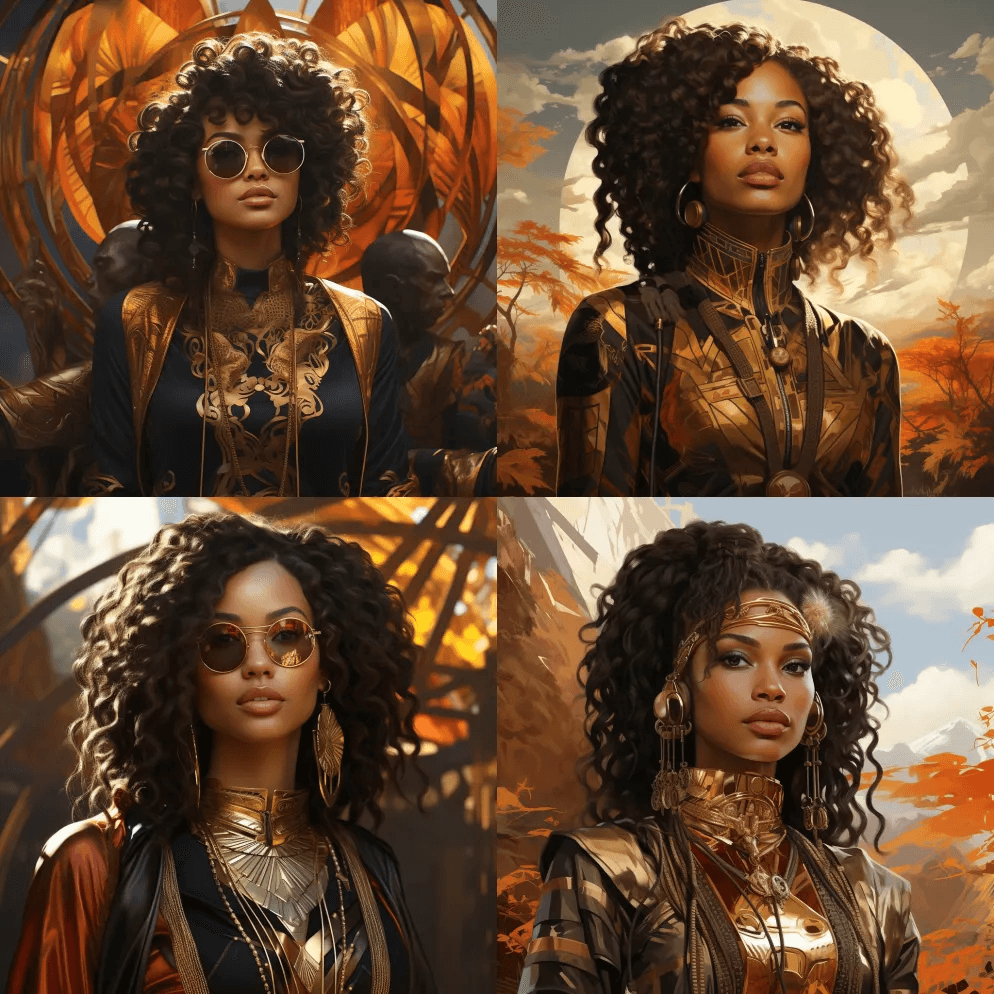 AMBER ESAM插图，非洲未来主义风 - Midjourney Prompt