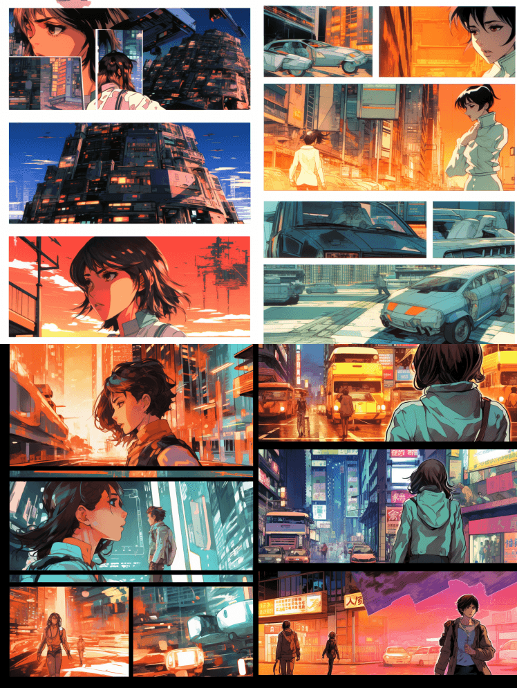 漫画一页四屏，东京近期有女上校和男上尉， - Midjourney Prompt