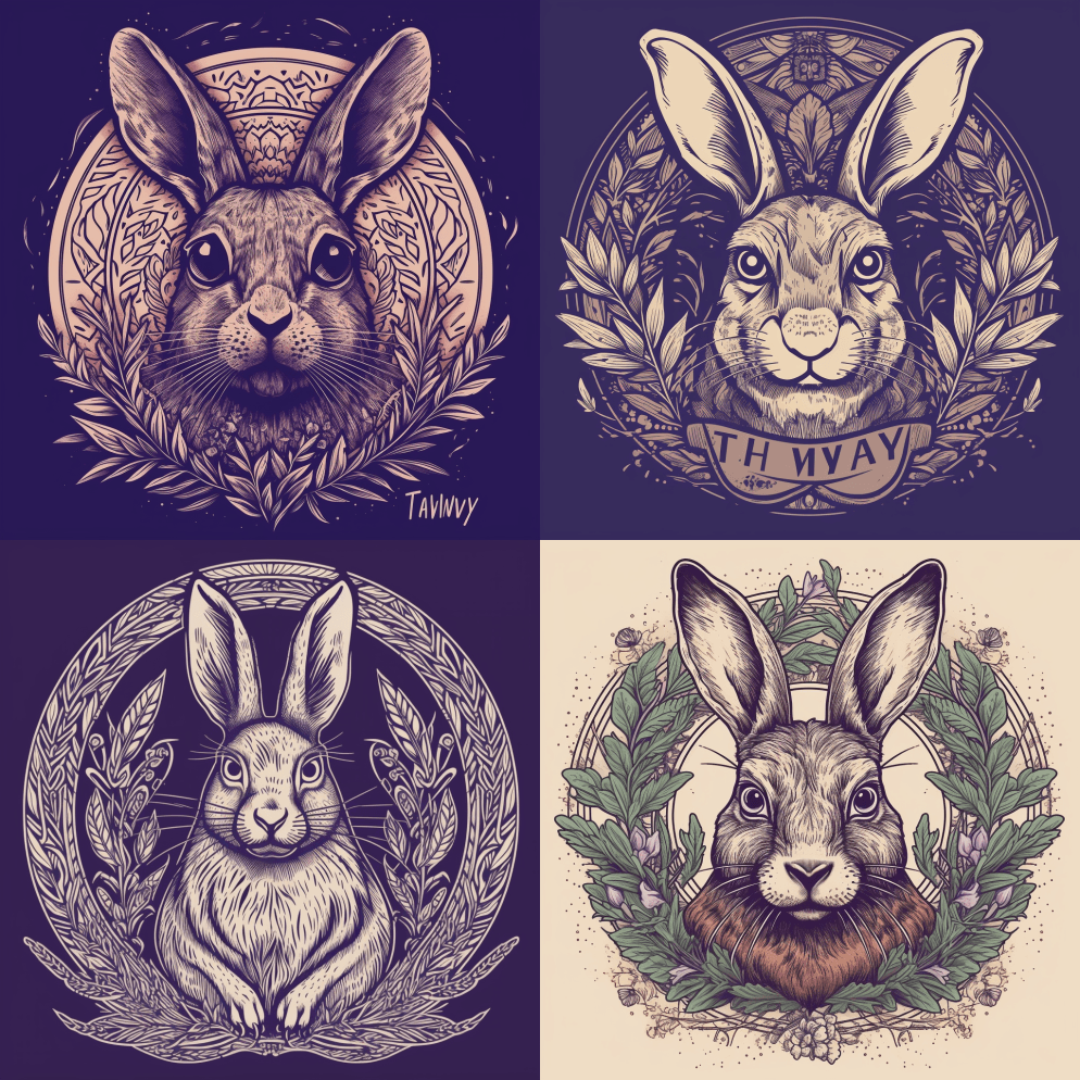 关于兔子形象的logo设计 - Midjourney Prompt