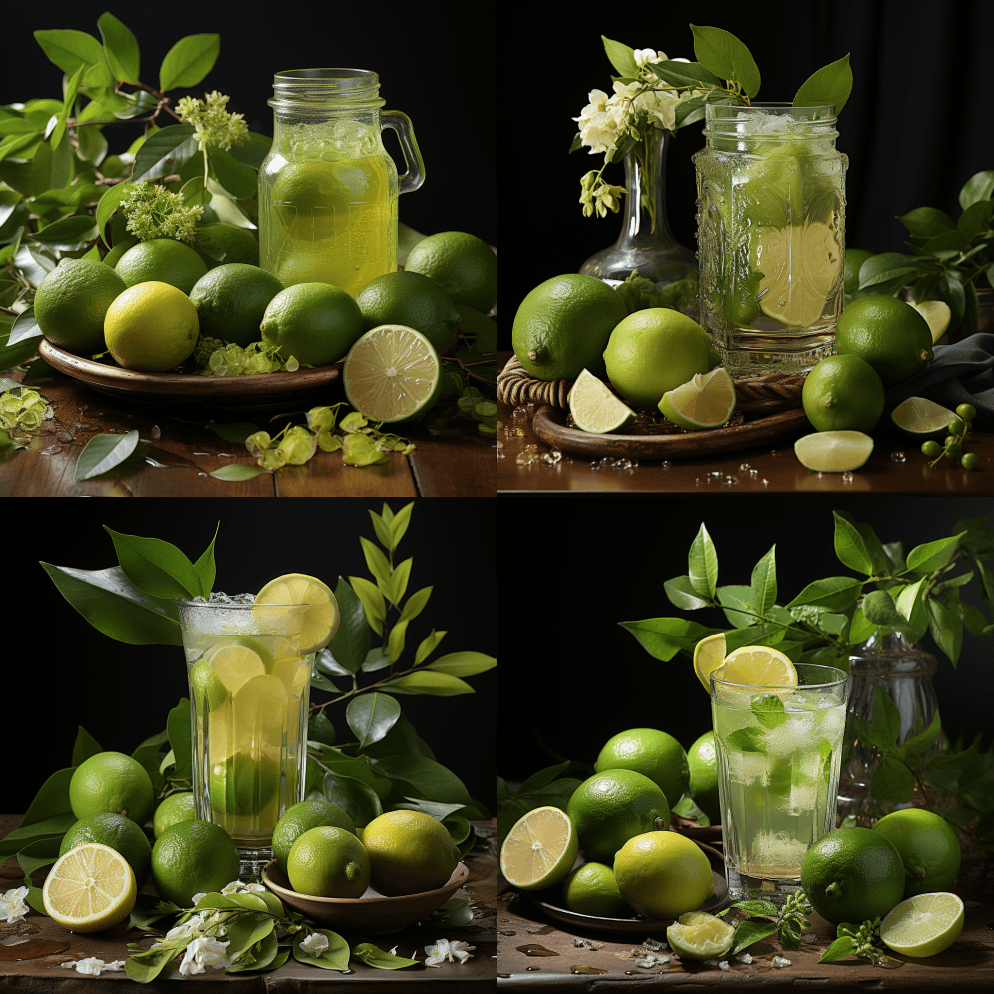 柠檬和巴兹尔的静物，美妙耐人寻味的纯自然 - Midjourney Prompt