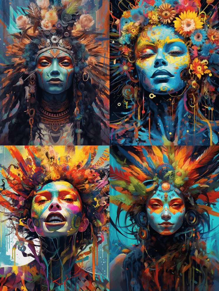 地心梦朋克伏都恋表现主义数字艺术绘画超高 - Midjourney Prompt