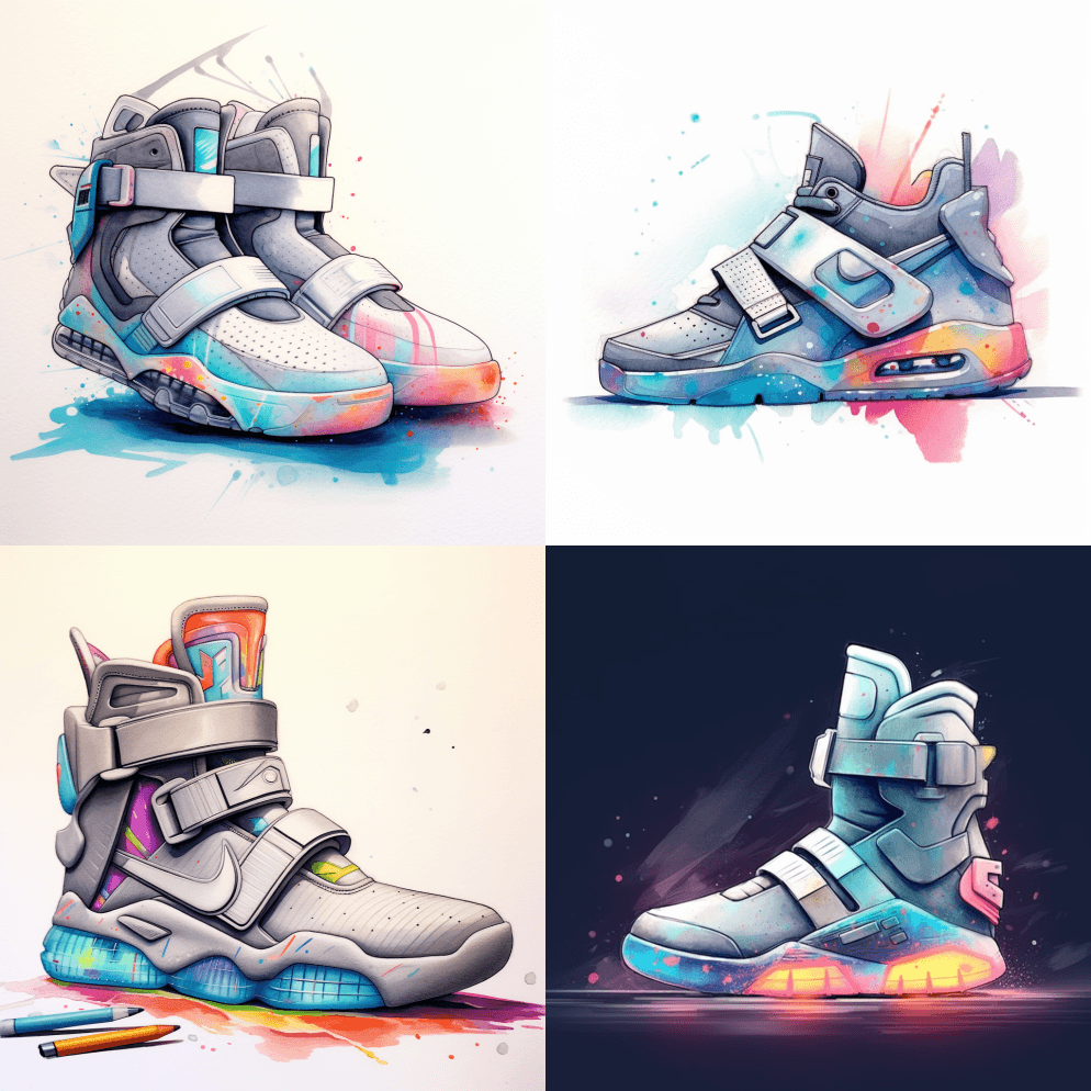 超详细的复古未来主义耐克空气杂志x普拉达 - Midjourney Prompt