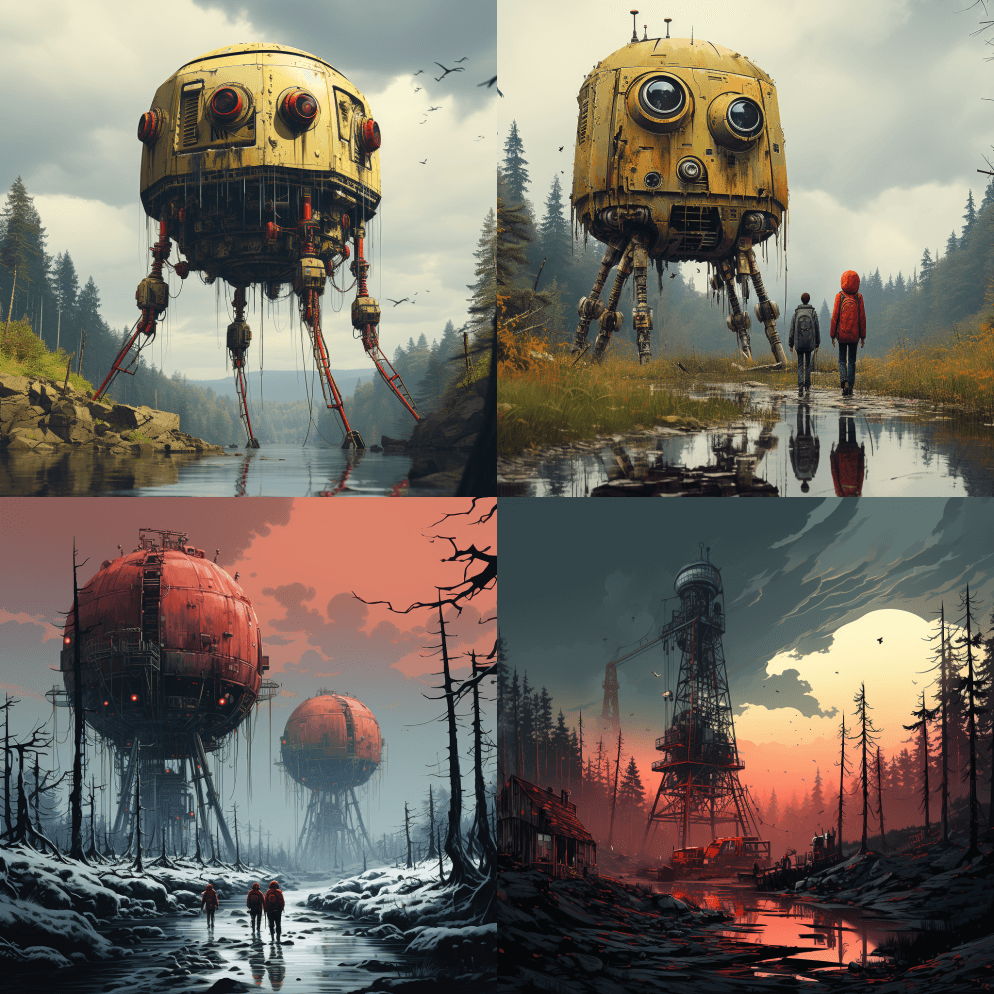 西蒙·斯大伦哈格风格的景观艺术 - Midjourney Prompt