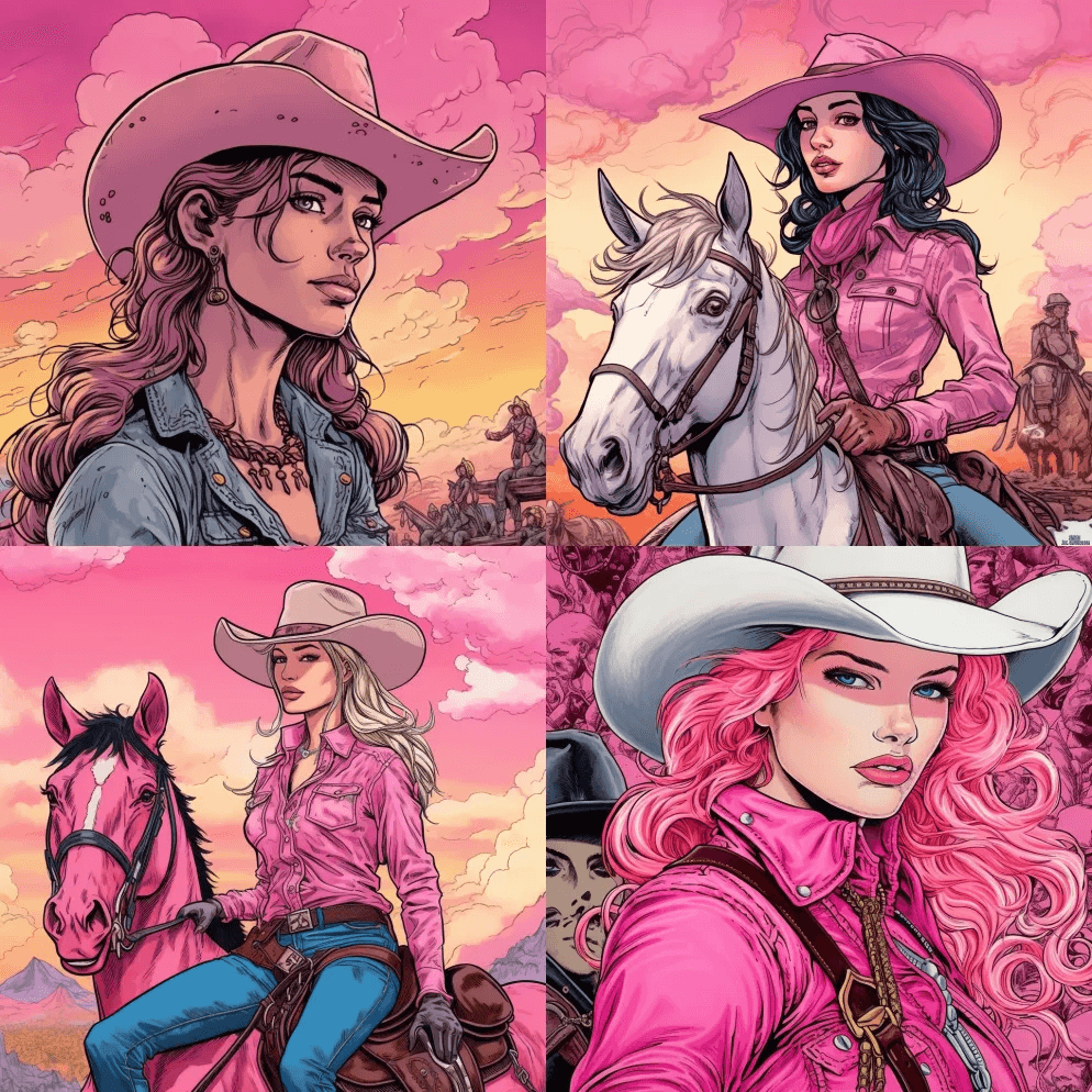《粉色牛仔》，作者Karen Shalo - Midjourney Prompt