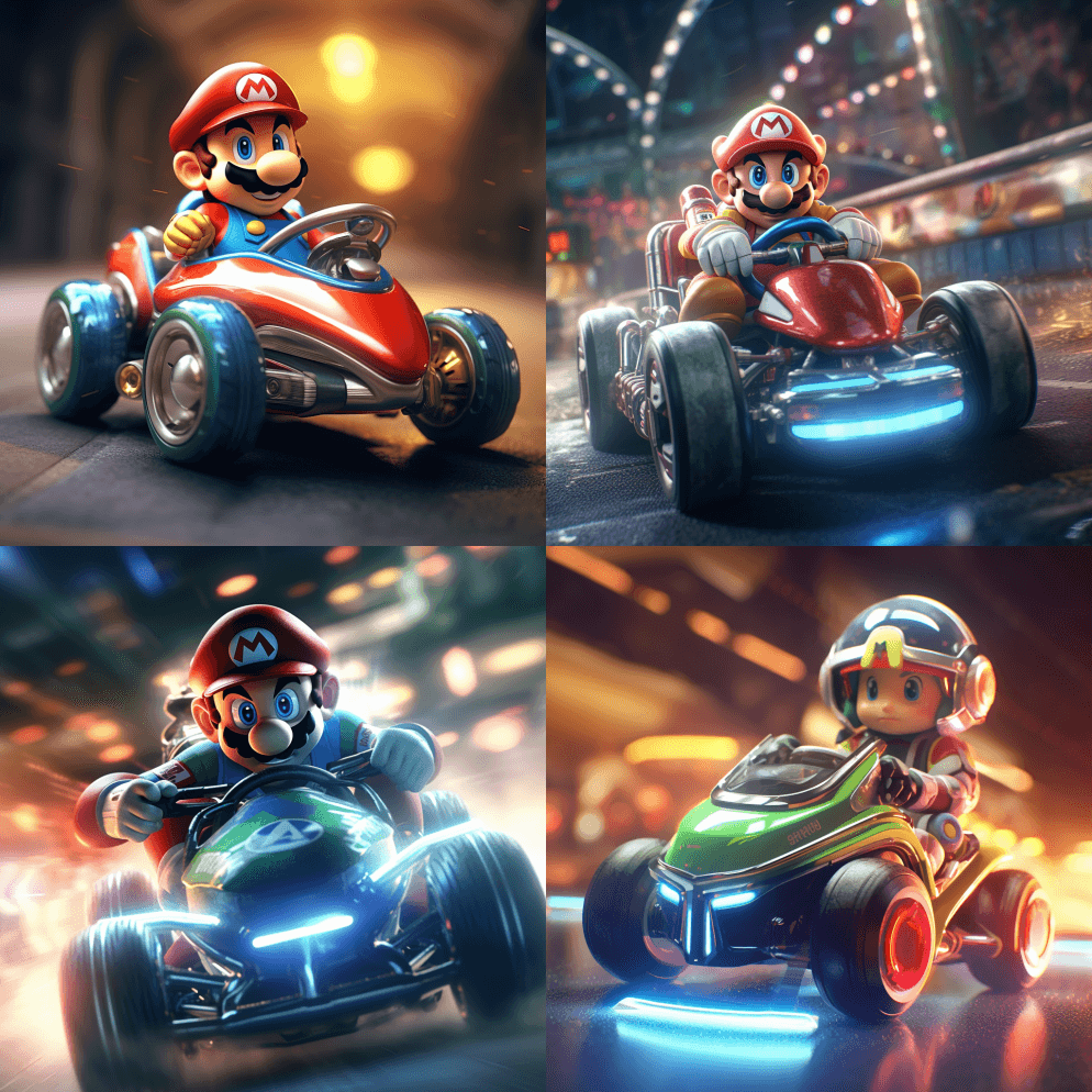 神奇的马里奥卡丁车，未来主义的卡丁车，专 - Midjourney Prompt