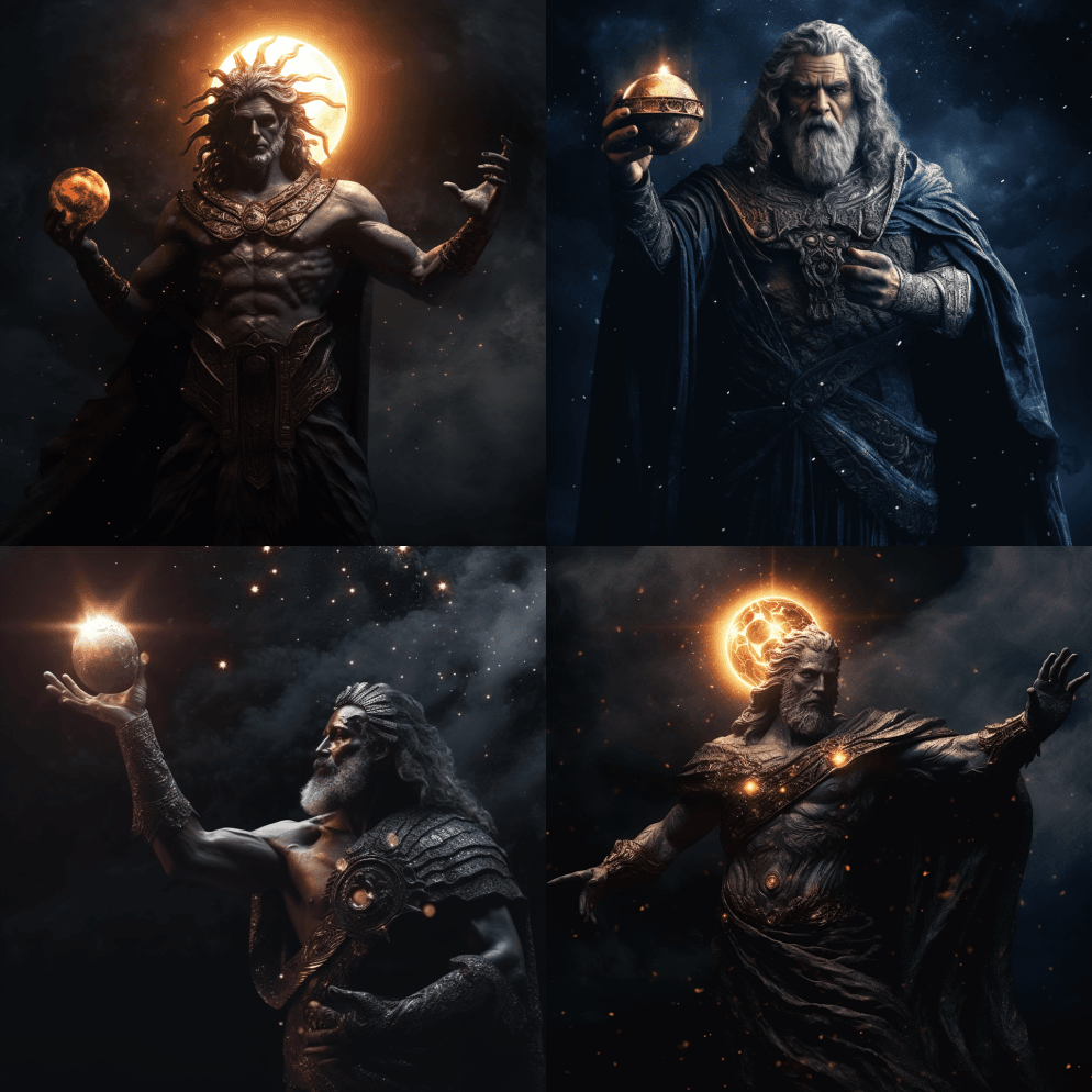 原始的黑暗体现了希腊神，埃里伯斯戴着古希 - Midjourney Prompt