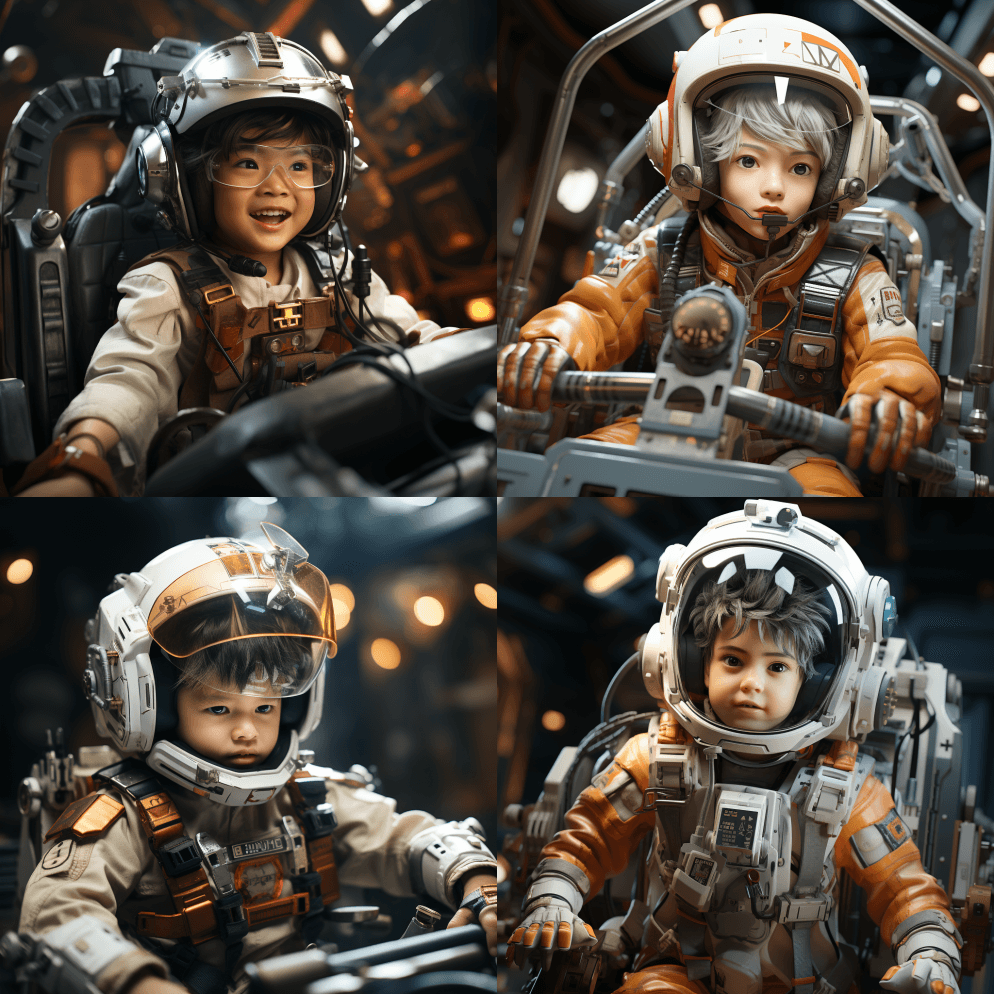 3D渲染，亚洲男孩，5岁，驾驶Gunda - Midjourney Prompt