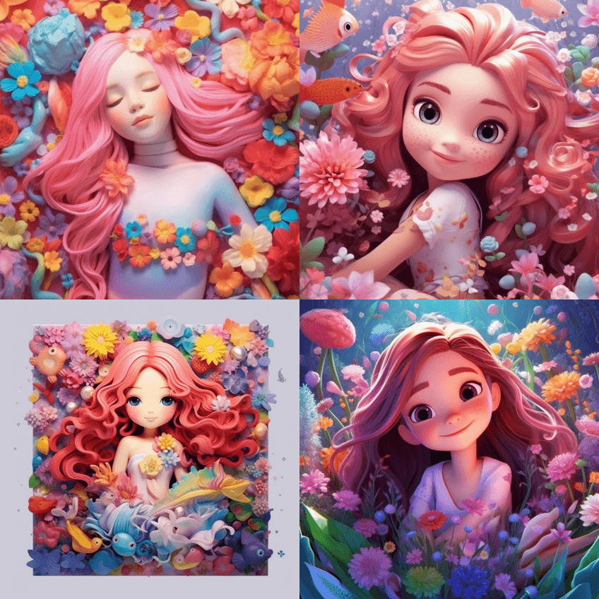 可爱的潮流小女孩，精致的五官，粉色渐变的 - Midjourney Prompt