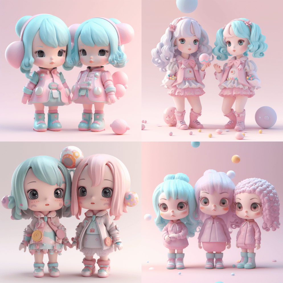 女孩，全身，Pop Mart，可爱 - Midjourney Prompt