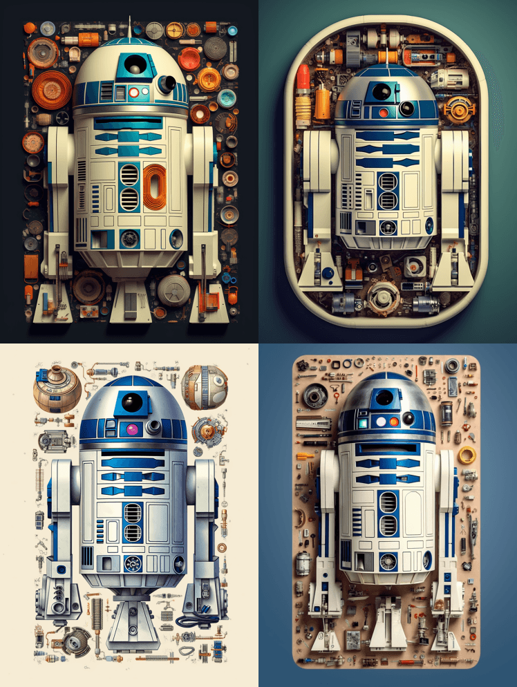R2D2机器人，圆形，色彩鲜艳，32k - Midjourney Prompt