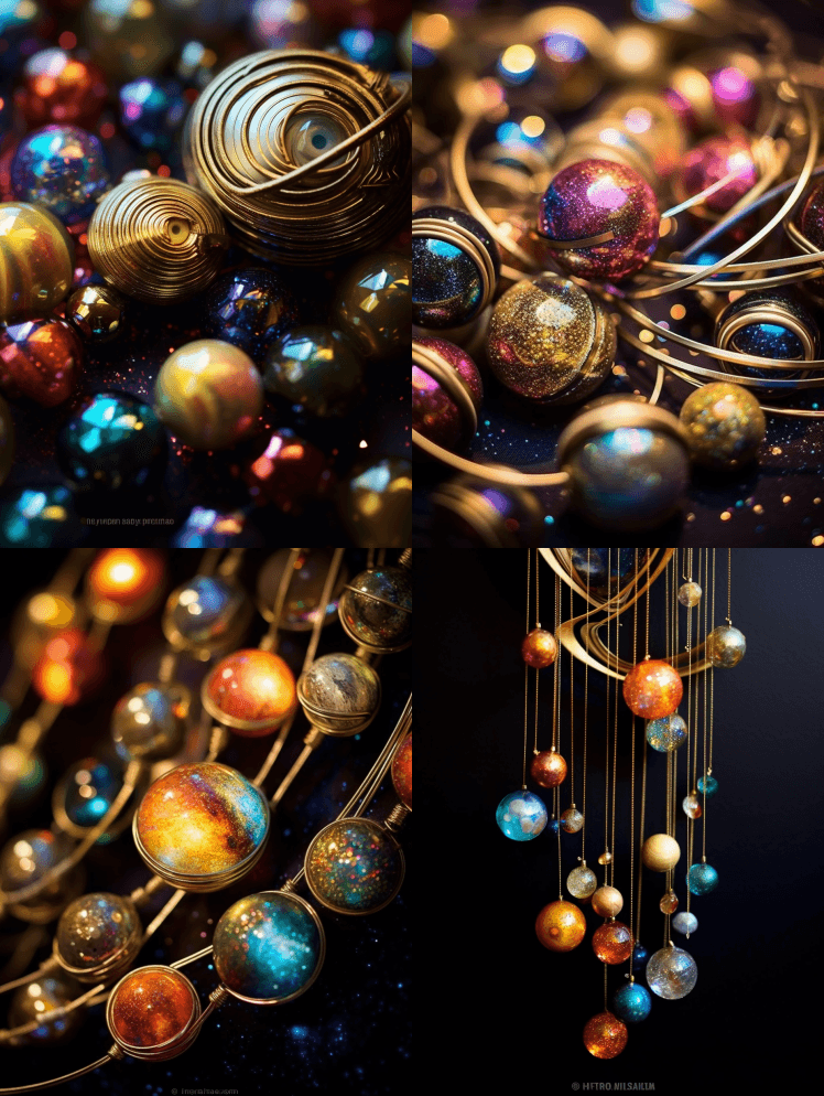 恒星，行星，月球，外太空，彩虹珠子，佛教 - Midjourney Prompt