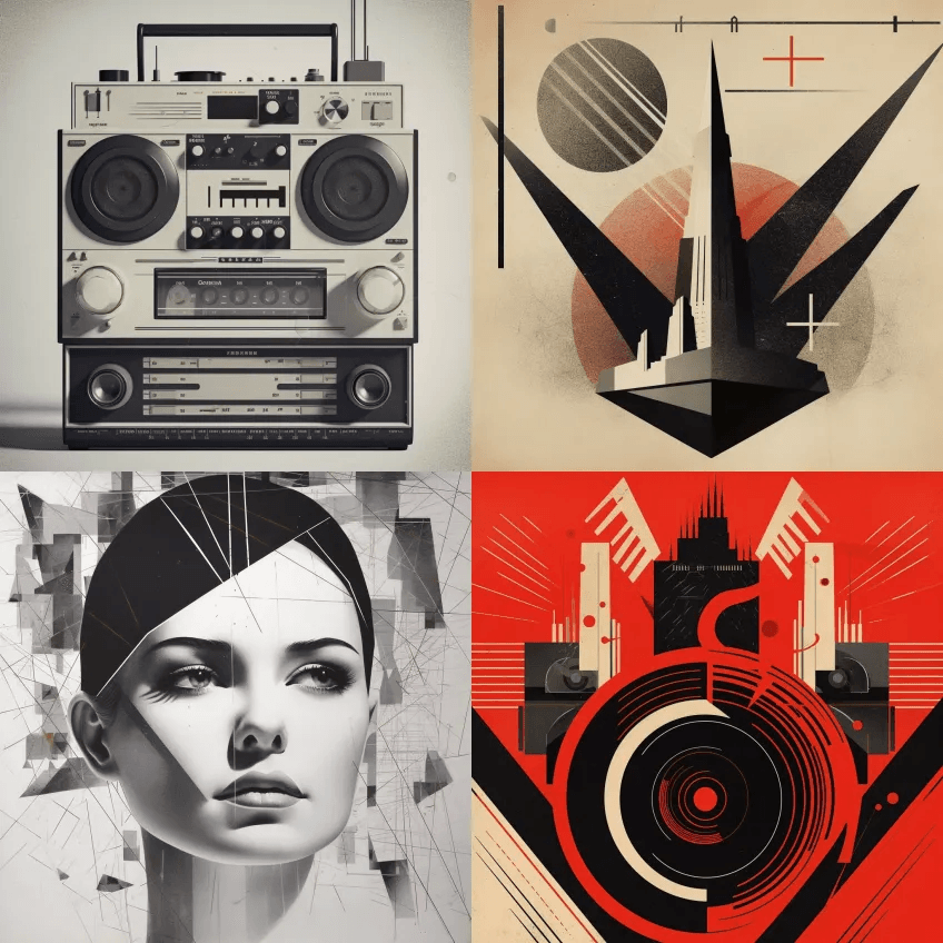 极简主义复古80年代苏联相册艺术：：23 - Midjourney Prompt