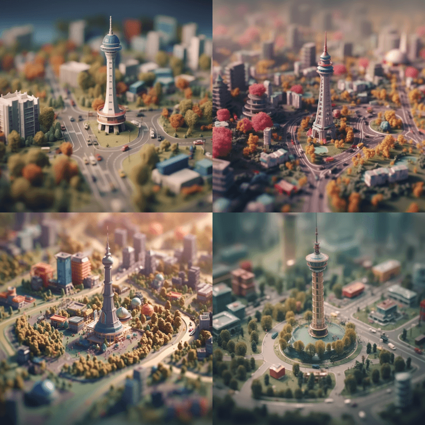 微缩、超萌泥土世界、北京城市等角视图、萌 - Midjourney Prompt