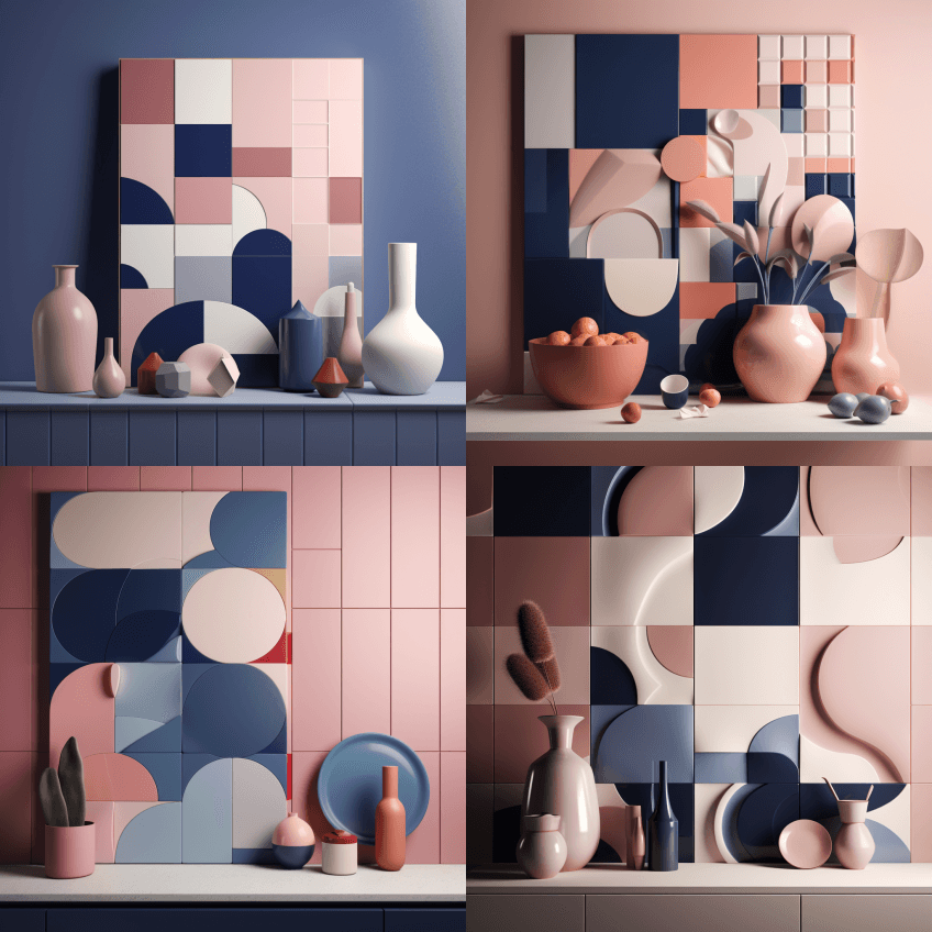 瓷砖设计，艺术指导，3D渲染，包装，风格 - Midjourney Prompt