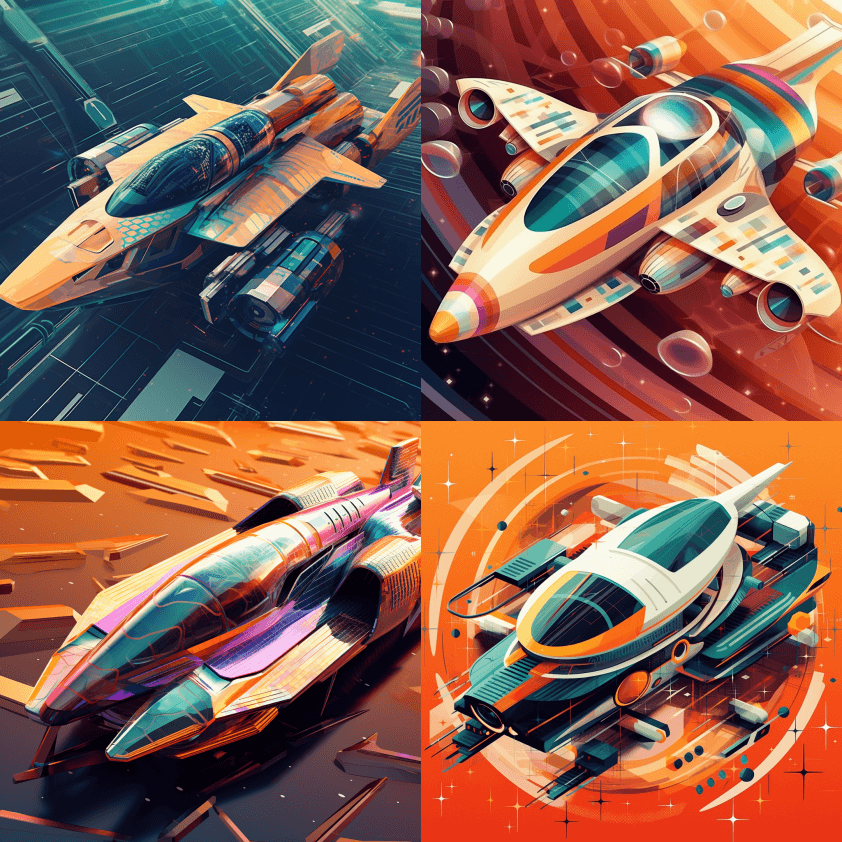 特写，动态的，以航天器为灵感的，海报般的 - Midjourney Prompt