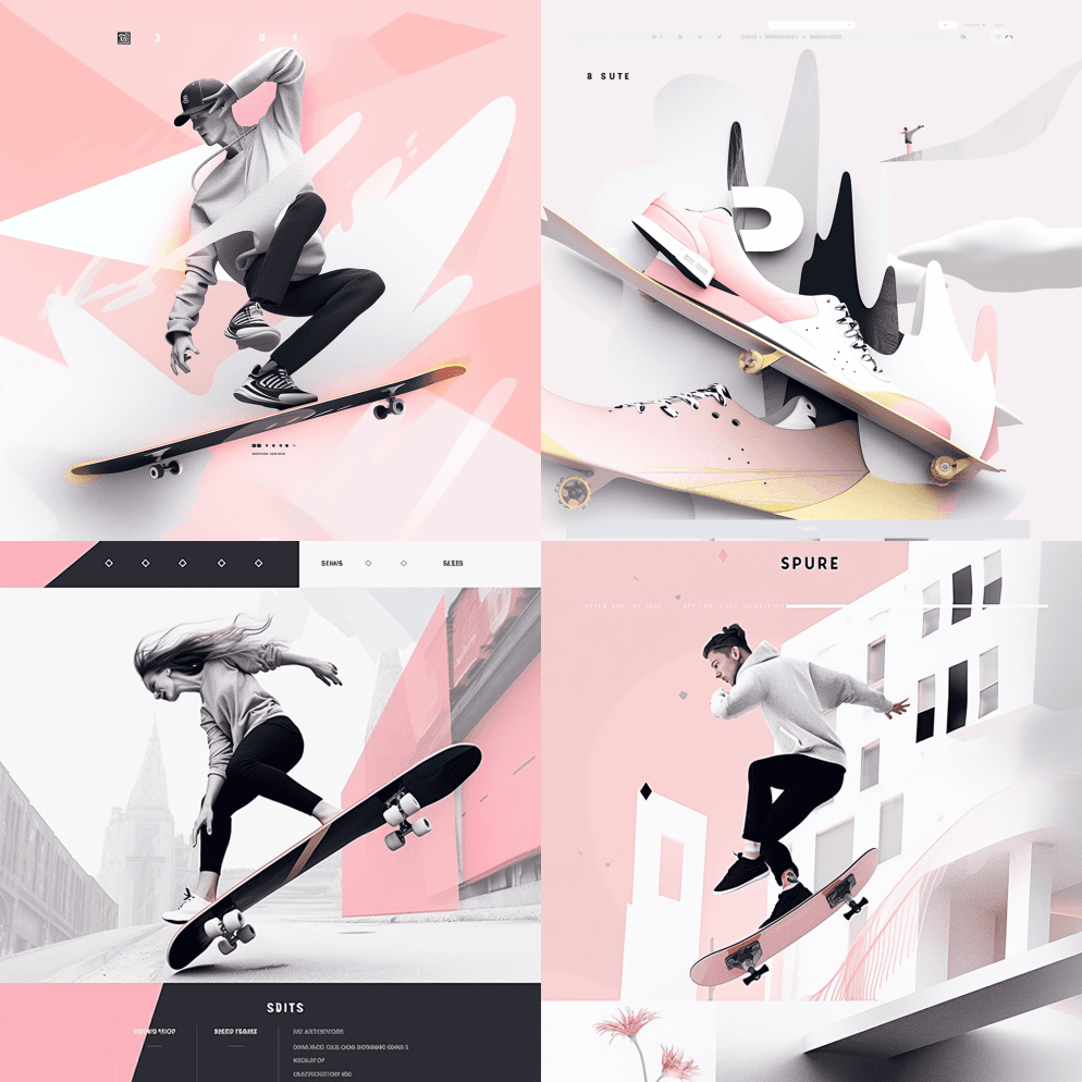 创建令人惊叹的网站设计，滑板公司，现代， - Midjourney Prompt