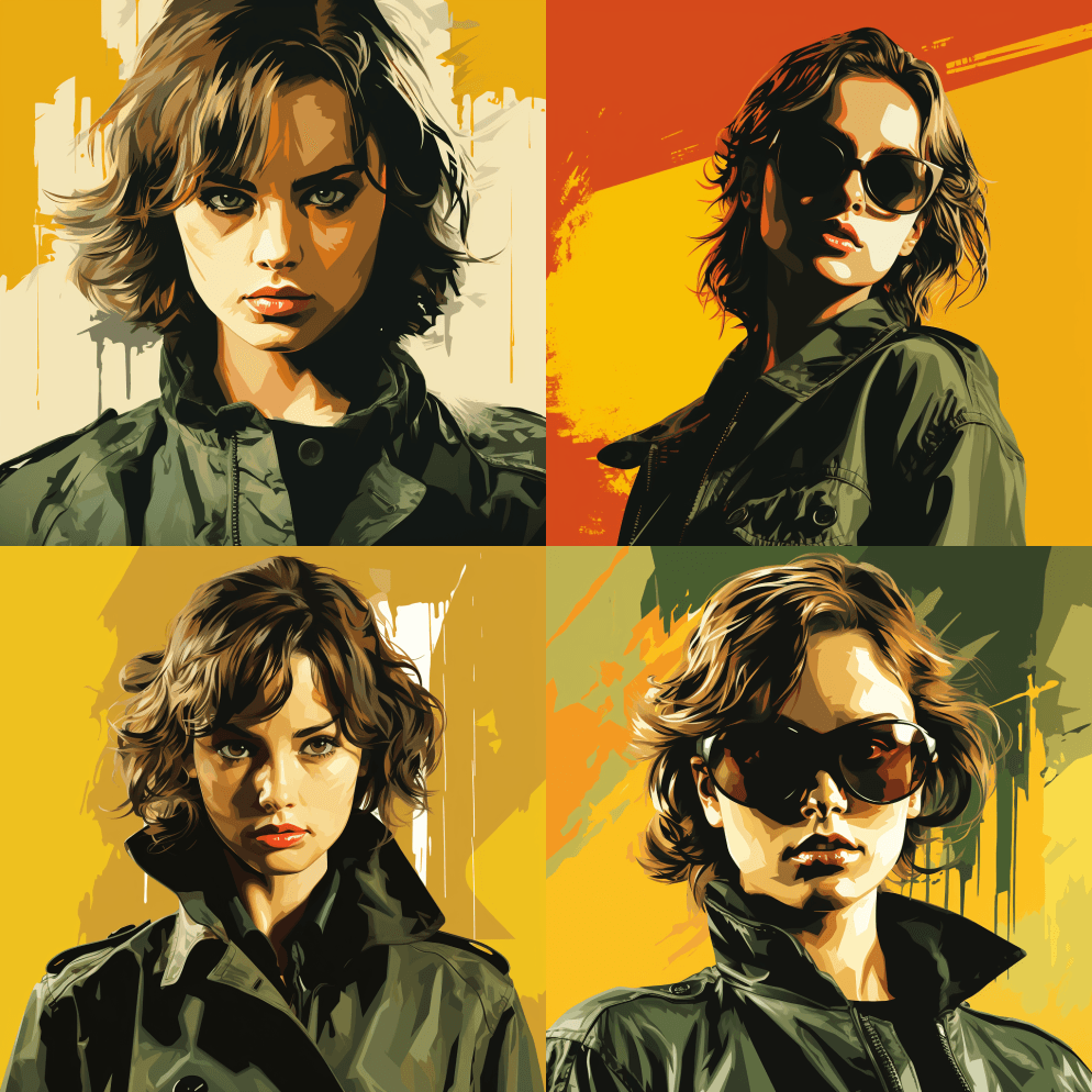 一幅娜塔莉·波特曼13岁时的插图，穿着绿 - Midjourney Prompt