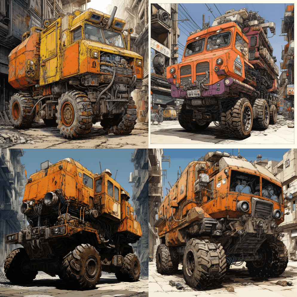 一辆采矿卡车Katsuhiro Otom - Midjourney Prompt